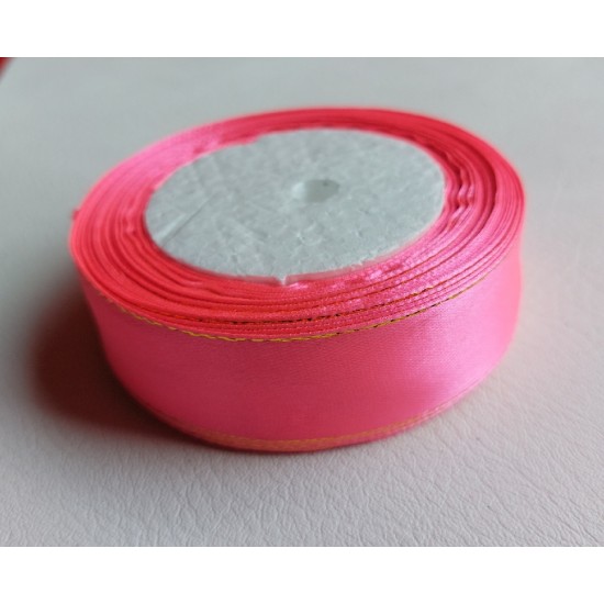 ОПТ Лента атласная с люрексом 25 мм*25 ярдов цв. ярко-розовый, цена за катушку